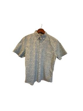 Hawker Rye Men's Short-Sleeve Button-Down Shirt in Aqua/White Floral - Slim L